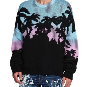 DSQUARED2 - Jacquard Palm Tree Sweatshirt - Mens XXL (Fits 3XL) Drop-Shoulder